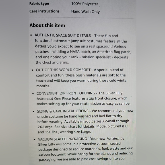 NWT FUNZIEZ! OUTER SPACE ALIEN ONESIE ASTRONAUT ONE PIECE COSTUME - Picture 7 of 11